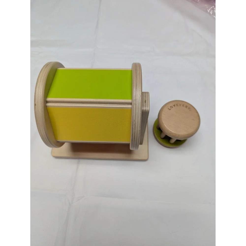 Lovevery Montessori Wooden Spinning Rainbow Drum & Rattle‎ Shaker, 2 Board Books